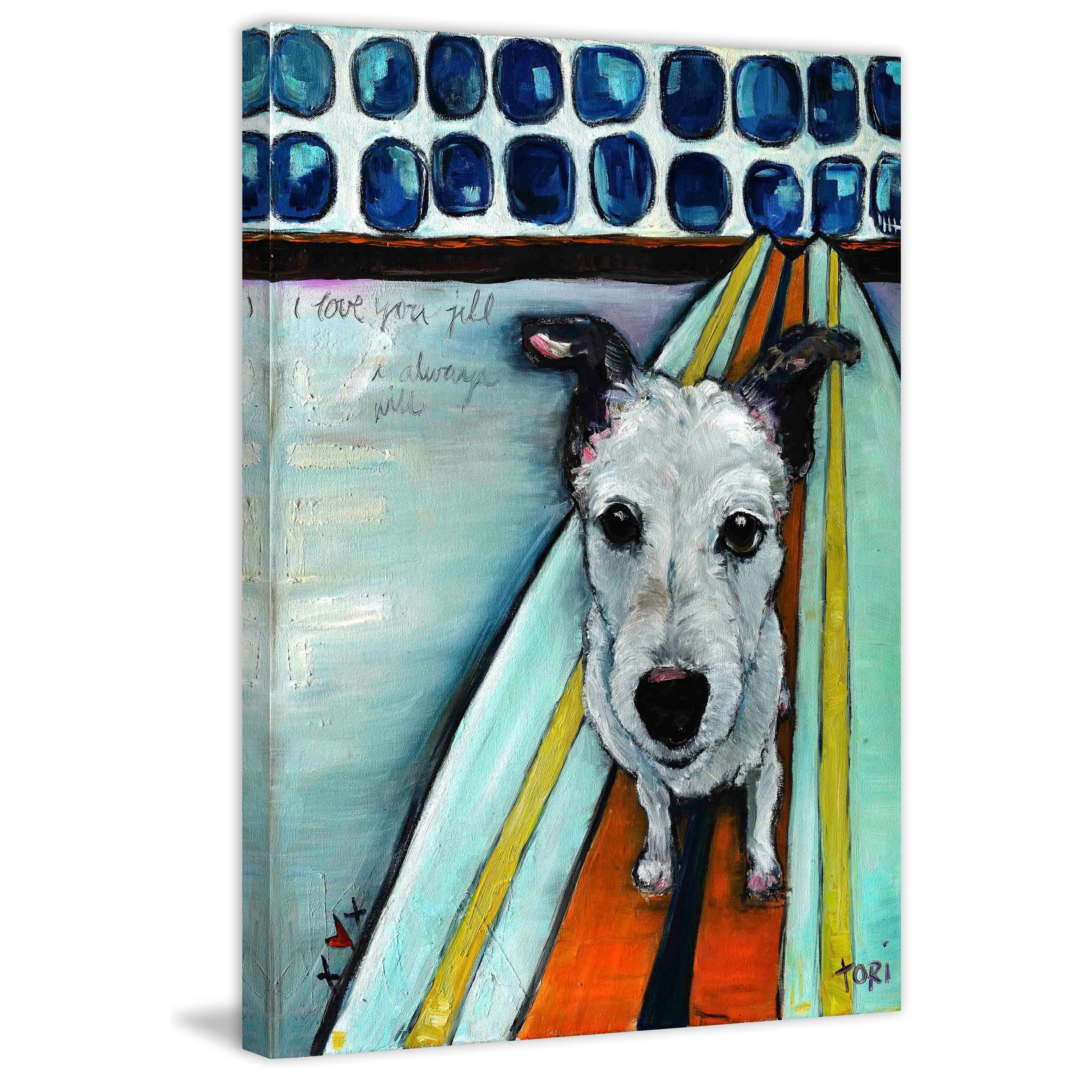 Marmont Hill "Dog on Surfboard" by Tori Campisi Painting Print on Canvas
