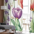 thumbnail image 4 of Spring Floral Sheer Curtains 96 Inches Long 2 Panels Set, Window Sheer Curtains for Living Room/Bedroom, Butterfly Flowers Summer Tulip Botanical Light Filtering Rod Pocket Curtain 52'' x 96'' x 2, 4 of 7