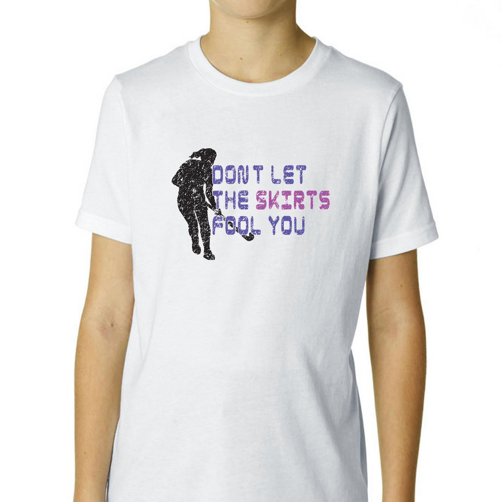 Field Hockey Player Don't Let The Skirts Fool You Boy's Cotton Youth T-Shirt by Hollywood Thread