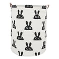thumbnail image 4 of Howarmer Large Canvas Laundry Hamper, Baby Laundry Basket for Nursery Girl and Boy, Kids Clothes Hamper with Lid, Cute Kids Toys Storage Bin Organizer Animal Room Decor, Black Rabbit, 4 of 8