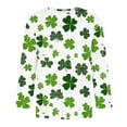 thumbnail image 4 of ZunFeo Mens St. Patrick's Day 3/4 Sleeve T-Shirt White Shamrock All Over Print Relaxed Fit Crew Neck Tee,Size 4XL, 4 of 4