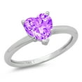 thumbnail image 5 of 2 ct Heart Cut Natural Amethyst Solitaire 14K White Gold Womens Engagement Ring, 5 of 6