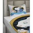 thumbnail image 2 of Ambesonne Cartoon Fitted & Top Sheet Set with Sham, Rabbit Bunny, Earth Yellow White Blue, 2 of 4