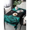 thumbnail image 6 of Teal Blue Rose Table Cloth, Vintage Abstract Garden Flower Floral Black Waterproof Tablecloth for Rectangle Tables, Reusable Washable Fabric Table Cover for Restaurant Kitchen Dining Tables 54"x108", 6 of 6