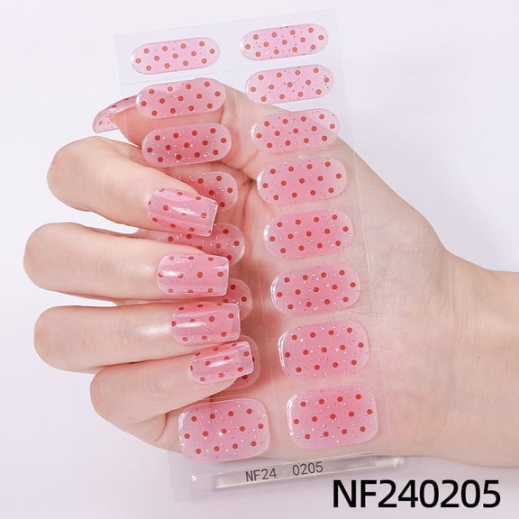 Gel nail stickers waterproof ice transparent bow love Valentine's Day French UV semi-cured nail stickers