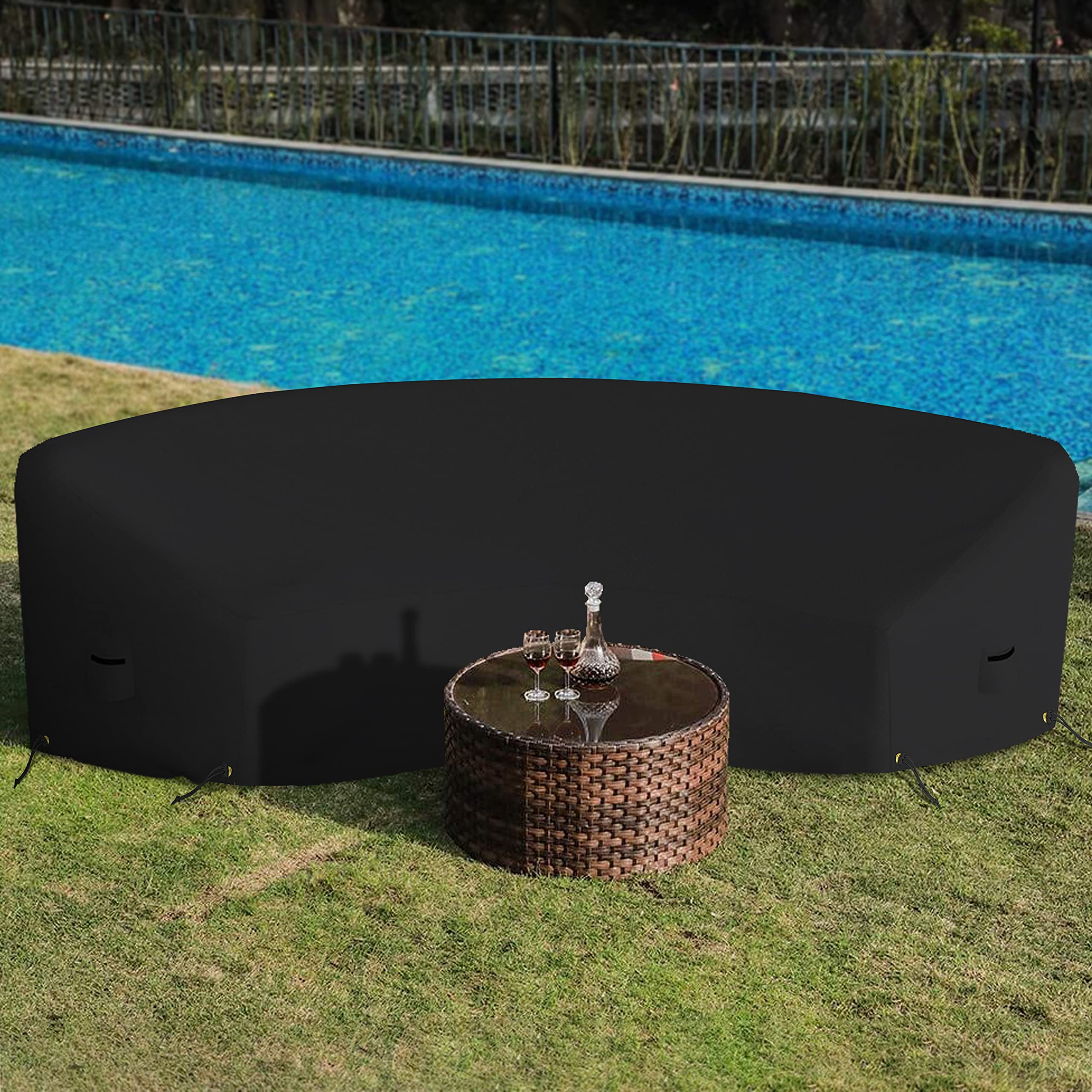 Covers&All Curved Outdoor Couch Cover, 1000D Waterproof, UV-Resistant Patio Furniture Cover