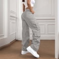 thumbnail image 2 of Ecqkame Cargo Pants for Women Solid Elastic Waist Work Long Pants with Multiple Pockets Outdoor Hiking Daily Casual Trousers Gray XXL, 2 of 9