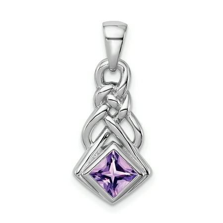 Purple February Gem - 925 Sterling Silver Purple Amethyst Pendant Charm Necklace Gemstone Geometric Gifts For Women For Her
