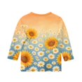 thumbnail image 4 of Abcomgle Girls Tee Shirts 10-12 Crewneck Daisy Flower Sunflower Print Girls Shirts 3/4 Sleeve Tshirts Toddler Summer Fashion Cotton Tops, 4 of 5