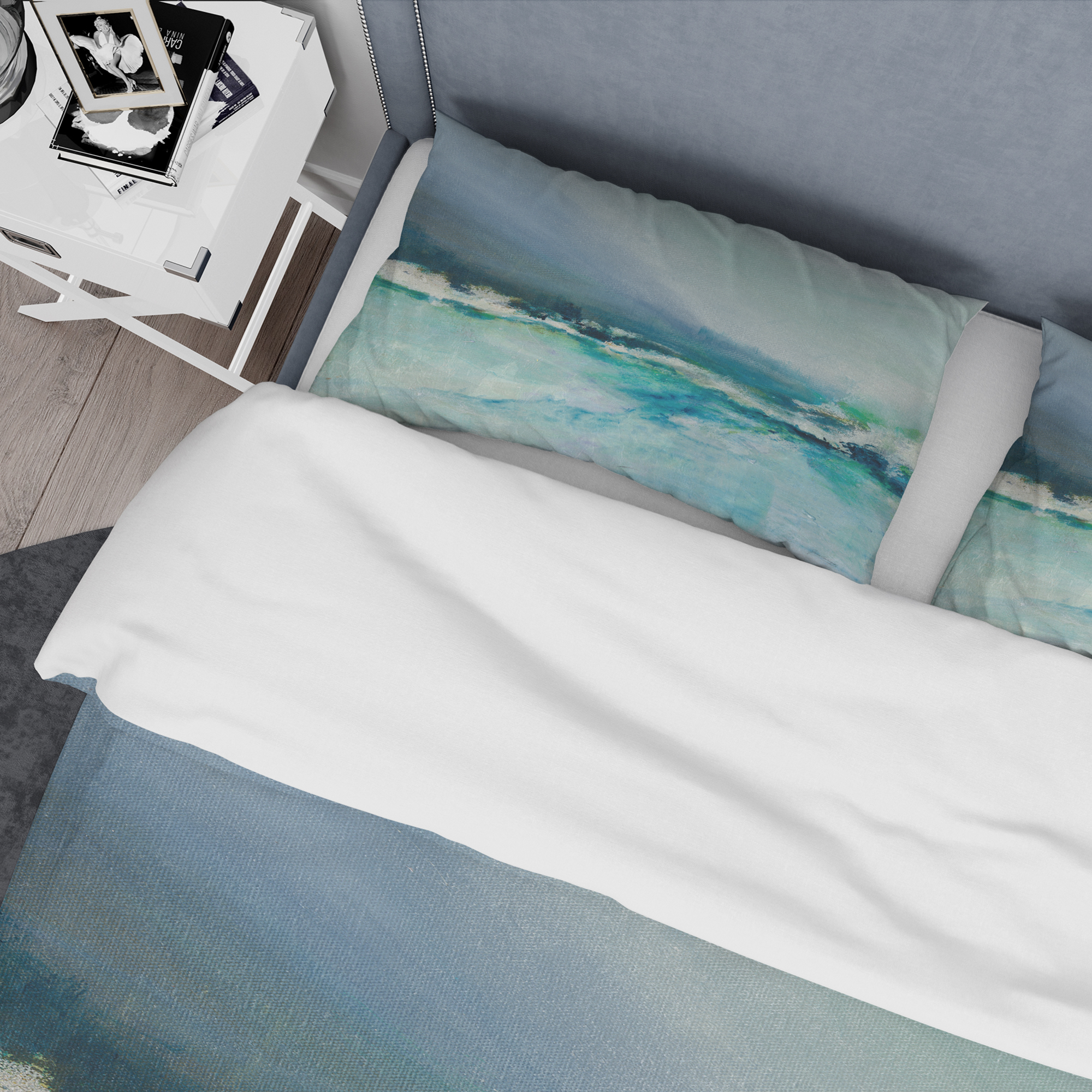 Designart 'Indigo Abstract Watercolor Blue' Coastal Duvet Cover Set