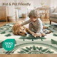 thumbnail image 4 of ODIKA 8'x10' Washable Area Rug Non-Slip Chair-Friendly Mat Symmetrical Forest Medallion Striped Bands Gentle Green Wash for Dining Room, Large Office, Lounge, 4 of 7