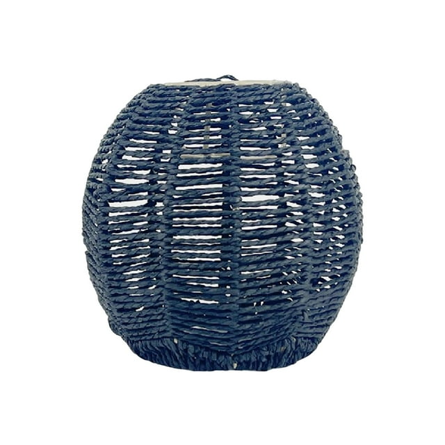 Pendant Lamp Shade Retro Style Lighting Fixture Rattan Lampshade for Living Room Round Blue