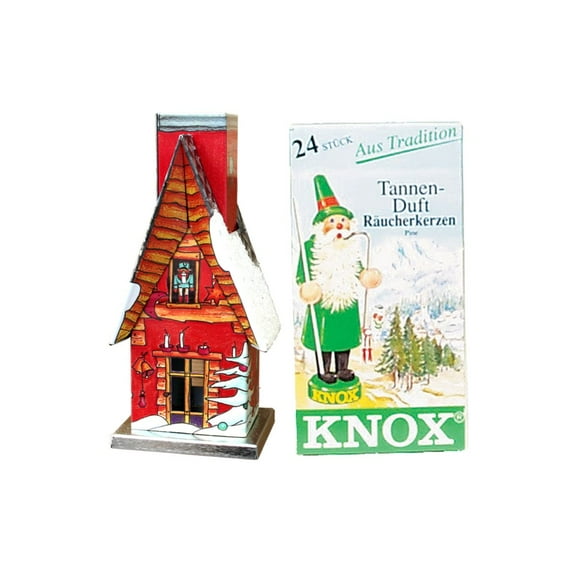 13.5" Red, Orange, and White Home Collectible Knox Metal Incense House with Incense - Red Only