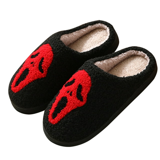 Antideslizantes Forradas Pieles Piso Interior Cálidas Peluche Mujeres Hombres Livianos Halloween Fantasma Cabaña Cabañas para Regalo Navidad Invierno
