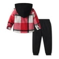 thumbnail image 3 of NAFUU Toddler Baby Boys Clothes Long Sleeve Tops Plaid Button Down Hooded Shirts Pants Fall Winter Outfits Casual Gentleman Outfits Leisure Sport Wear 12-18 Months, 3 of 7
