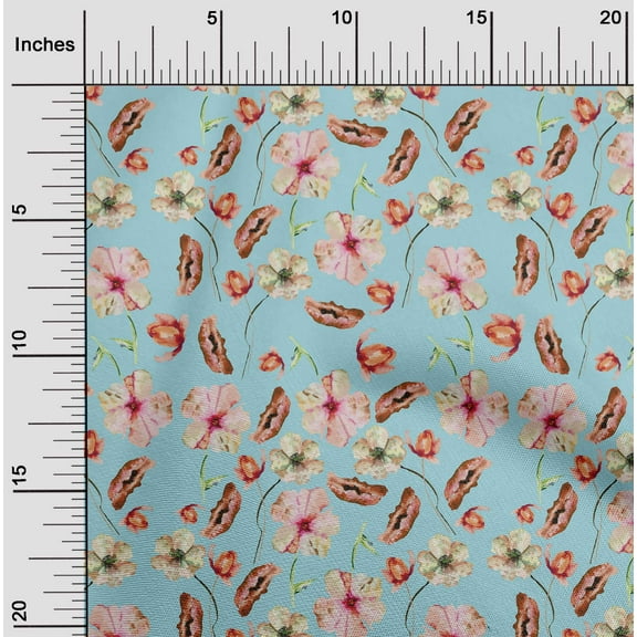 oneOone Cotton Jersey Sky Blue Fabric Flower Watercolor Sewing Fabric By The Yard Print Diy Clothing Sewing 58 Inche Wide