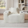 thumbnail image 3 of MAYEERTY Modern Minimalist Corduroy Couch, Boneless Cloud Sofa with Side Pockets & Cup Holders for Small Spaces, White, 3 of 9