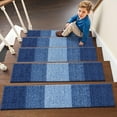 thumbnail image 4 of Stair Treads Non Slip 4PCS, 8" x 30" Indoor Stair Runners for Wooden Steps, Edging Stair Rugs with Reusable Peel and Stick Adhesive for Kids Elders and Pets, Navy, 4 of 18