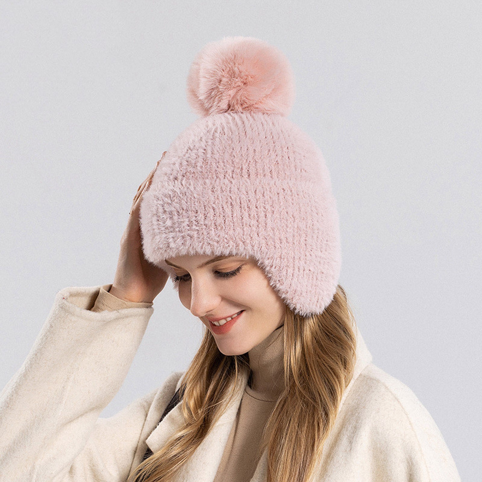 Tanhomme Satin Lined Winter Hats,Silk Lined Knit Soft Warm Hat Women's Fashionable And Versatile Dome Ear Knitted Hat To Keep Out The Cold