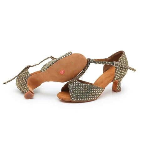 

NECHOLOGY Sandals Wedges for Women Ladies Shoes Dance Shoes Latin Dance Shoes High Heel Satin Soft Flat Sandals for Women Dressy Gold 6.5