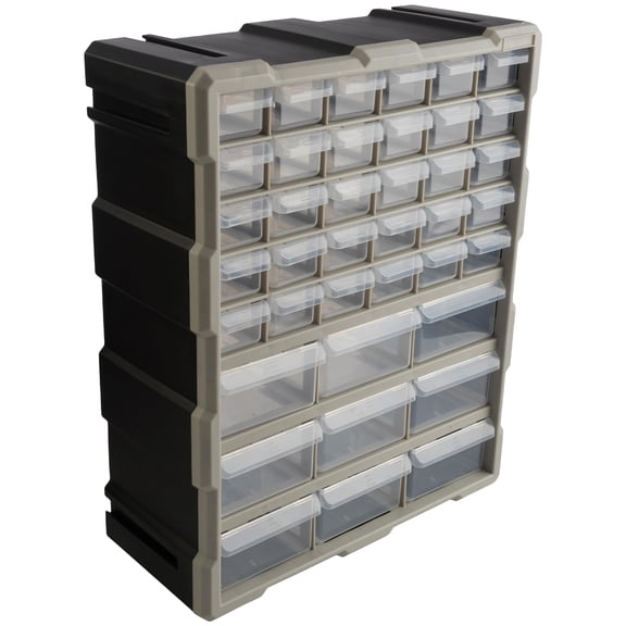Organizador de piezas pequeñas de plástico Stalwart con 39 cajones, color negro