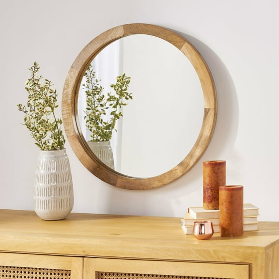 Prostaff Mango Wood Wall Mirror, Natural