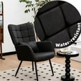 thumbnail image 5 of Leather Living Room Chair: Modern Accent Chair With High Back, Metal Legs, Grey Padded Seat Dining Armchair Frame, 5 of 5