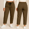 thumbnail image 2 of HongQid Womens Plus Size Wide Leg Corduroy Pants Elastic Waisted Casual Sweatpants Adjustable Drawstring Trousers with Pockets, 2 of 8