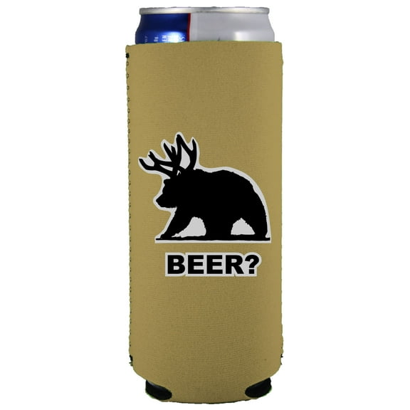 Beer Bear Slim Can Coolie (1, Khaki)