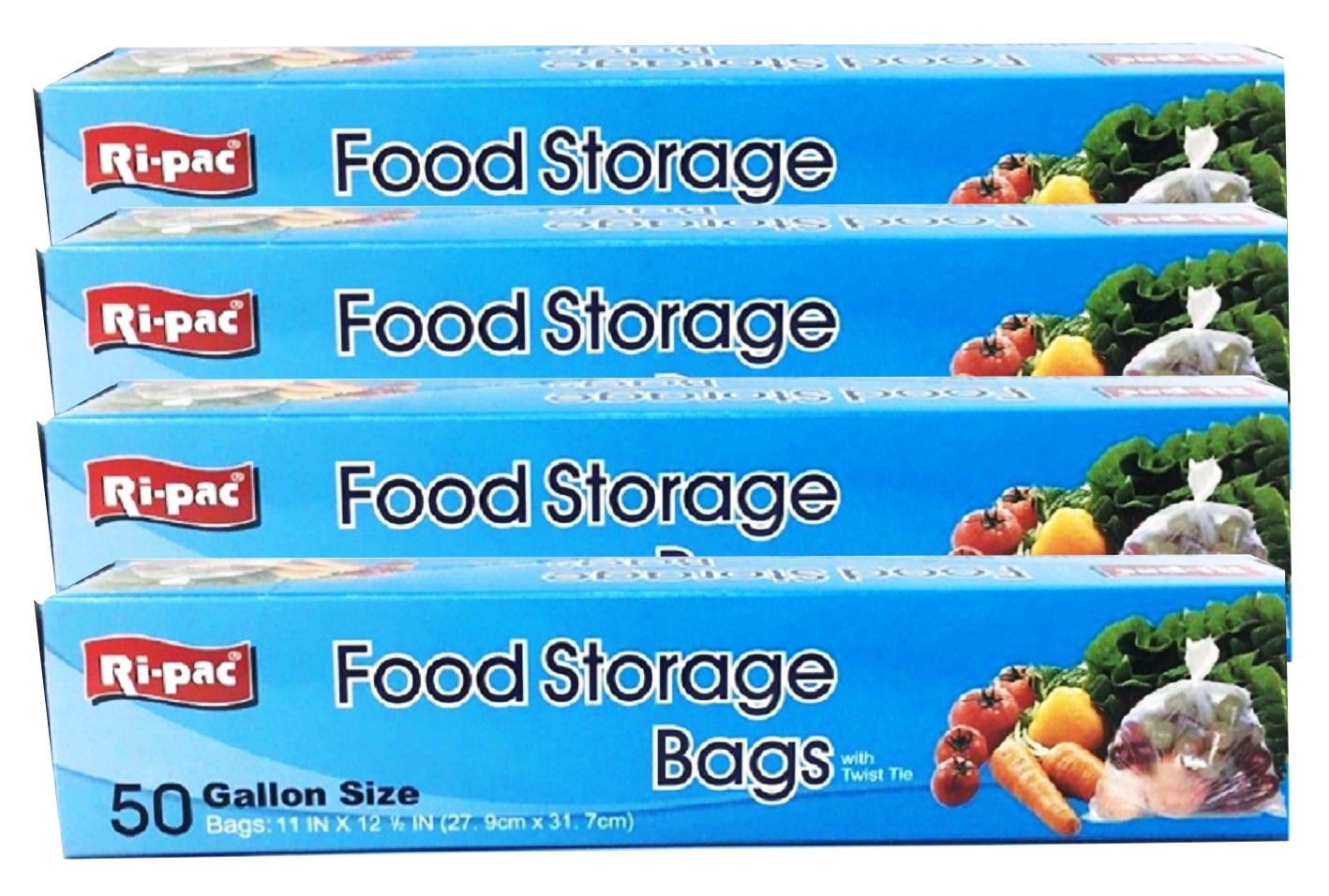 Food Storage Bags With Twist Tie 50 Bags 11 in 12.5 in Pack of 4