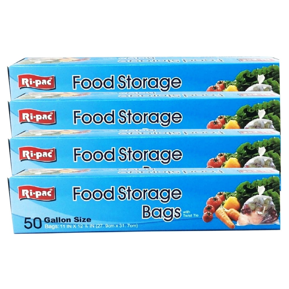 Food Storage Bags With Twist Tie 50 Bags 11 in 12.5 in Pack of 4