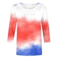 thumbnail image 6 of JTZGDY Plus Size Womens Independence Day Tops Loose Fit Casual Dressy American Flag Printed Summer 3/4 Length Sleeve Oversized Crewneck Graphic Holiday Tees Shirt Red#01 M, 6 of 7