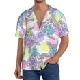 thumbnail image 3 of Naloa Sea Turtles Men's Loose Fit Cuban Collar Short-Sleeve Shirt with Button-down and Chest Pocket for Everyday Wear Outings - Small, 3 of 7