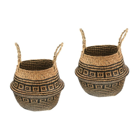 2 PCS Wicker Flower Pot Basket Portable Bedroom Decoration Baby