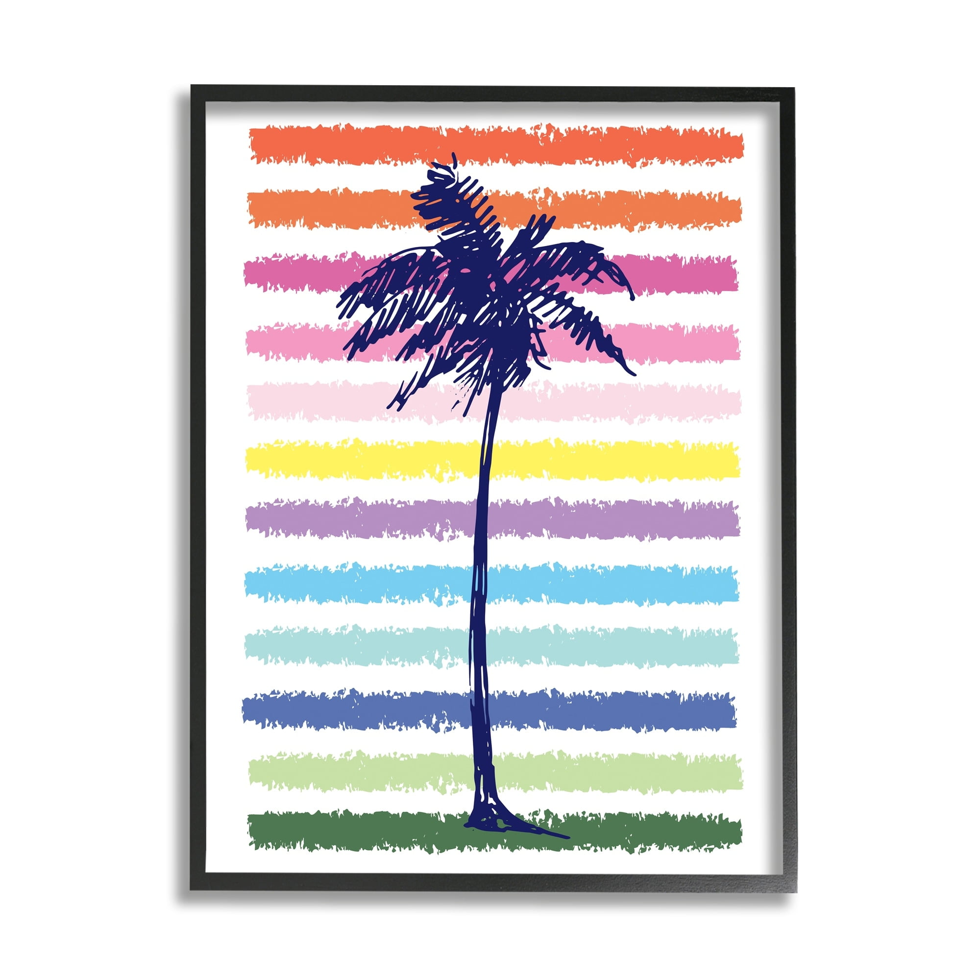 Stupell Industries Cute Rainbow Pattern Palm Tree Tropical Stripes , 16 x 20, Design by Jennifer McCully