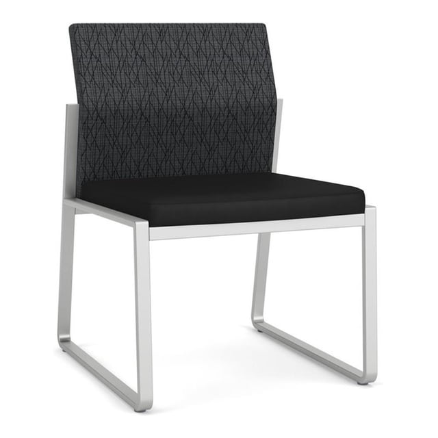 Fauteuil d'Invité Sans Accoudoirs pour Réception Gansett / Acier Argenté / Gris Foncé / Noir