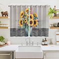 thumbnail image 2 of Sunflowers Kitchen Curtains Window Panels, Spring Botanical Yellow Floral Vases Retro Insulated Window Treatment Curtain, Grommet Curtains for Bedroom/Living Room/Bathroom, 2 Piece 52"Wx63"L, 2 of 8