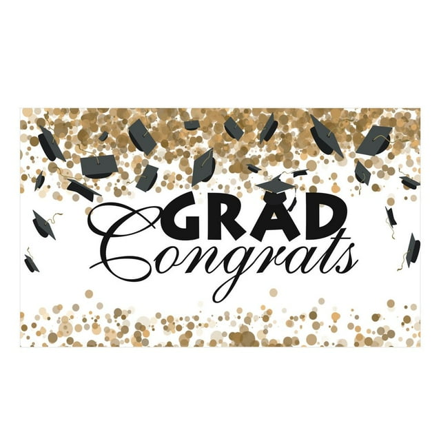 AMERTEER 1Pcs Backdrop Banner Super Soft Wear Resistant Polyester Congrats Grad Party Banner Decorations Photography Prop for School