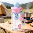thumbnail image 5 of Cute Kawaii Water Bottle with Strap & Filter, Leakproof Portable Reusable Plastic Water Bottle for Women, Cartoon Animal Design Clear Drink Cup for Office, Travel, Outdoor Sports, 5 of 9