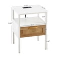 thumbnail image 5 of mteryoing Nightstand With Power Outlet USB Ports Drawer Solid Wood Legs Side Table Modern Rattan End Table For Living Room 15.75", 5 of 8