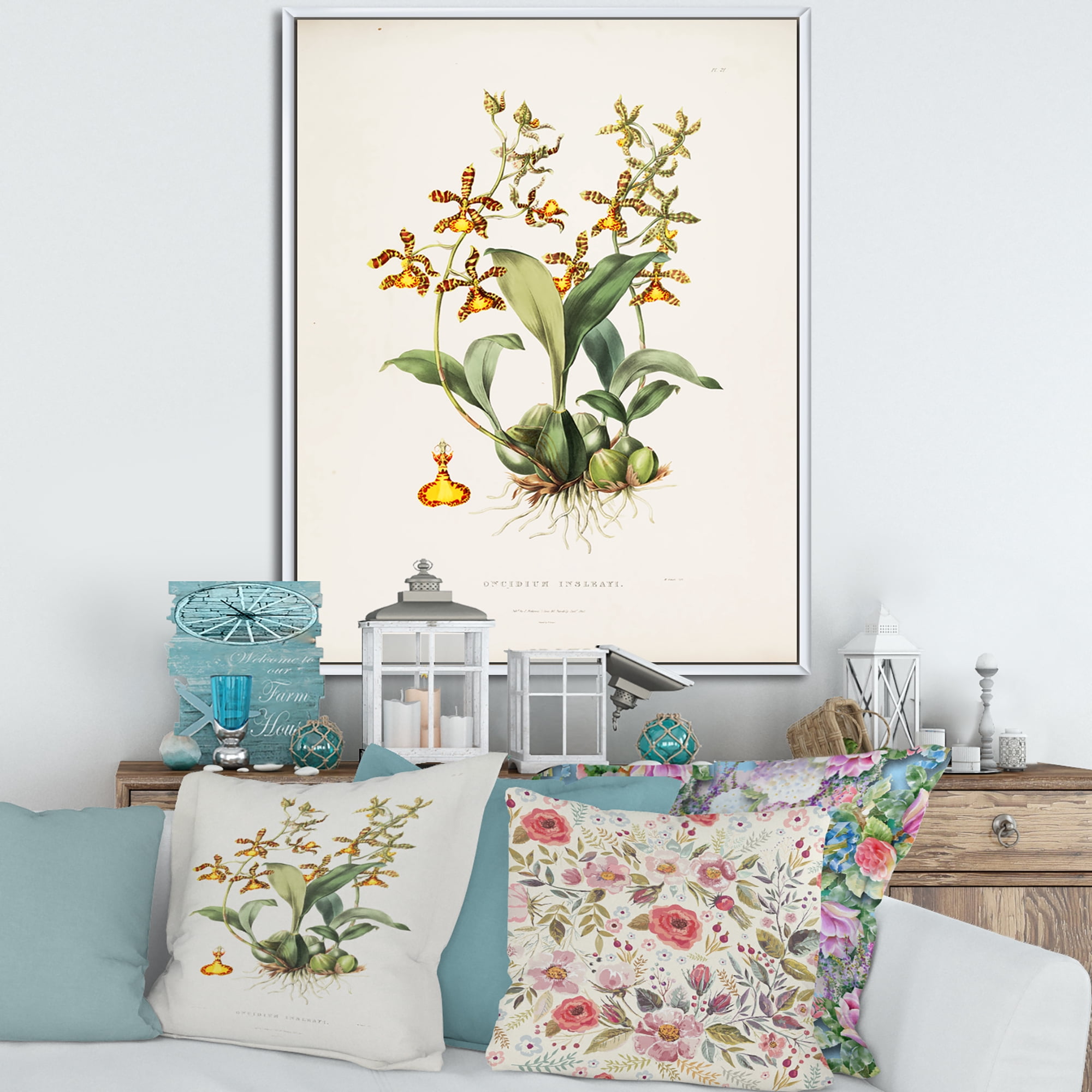 Designart 'Ancient Flower I' Traditional Framed Canvas Wall Art Print