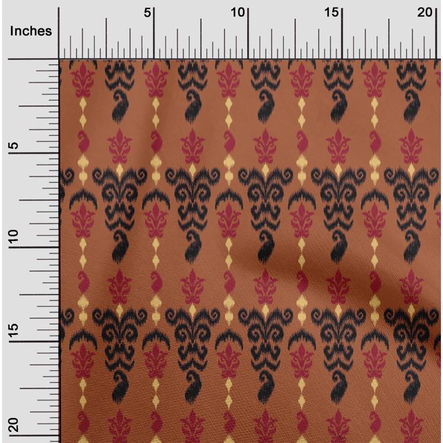 oneOone Tissu Polyester Lycra Rayé & Paisley Imprimé Ikat 56 Pouces de Large