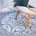 thumbnail image 1 of Unique Loom Botanical Collection Vine Floral Transitional Indoor and Outdoor Flatweave Round Rug, 4 Feet, Light Gray/Blue, 1 of 1