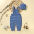 thumbnail image 4 of Toddler Kid Baby Sleeveless Cotton Jumpsuit with Warm Hat Set Solid Jumpsuit Bodysuit Romper Overalls 2pcs Outfits Set Fall Baby Boy Girl Outfit for Boys Girls 6-12 Months, 4 of 9