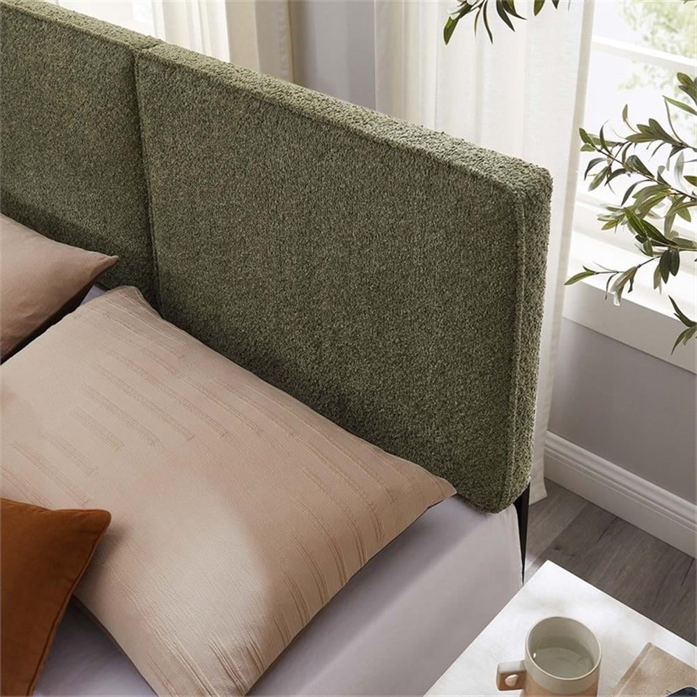 Pemberley Row Boucle Fabric Sage Queen Headboard Pillow Style 61.6" Unassembled