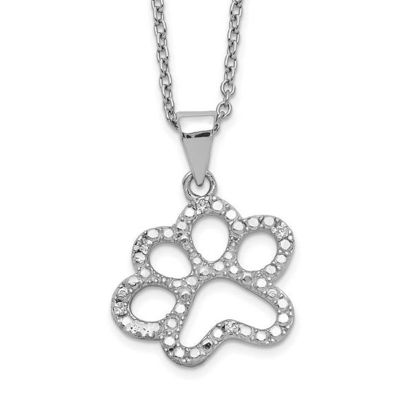 Auriga Fine Jewelry 925 Sterling Silver Rh-plated Brilliant-cut CZ Paw Necklace for Women 18.25"