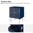 thumbnail image 6 of Wooden 2 Drawer Storage End Table Chest Cabinet Table Metal Legs for Home Navy, 6 of 6