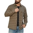 thumbnail image 2 of Handshe Men's Retro Plaid Button-Down Shirt, Long Sleeve Casual Shirt with Chest Pocket, Vintage Style Outdoor Daily Wear Shirts for Men,Plus Size, 2 of 7