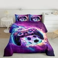 thumbnail image 2 of Manfei Gamepad Game Lovers Bedding Comforter Set,Geometric Honeycomb Hexagon Twin Comforter Sets,Purple Black Bedding Set For Boys Kids,Ultra Soft Home Decor Reversible,2-Piece, 2 of 8