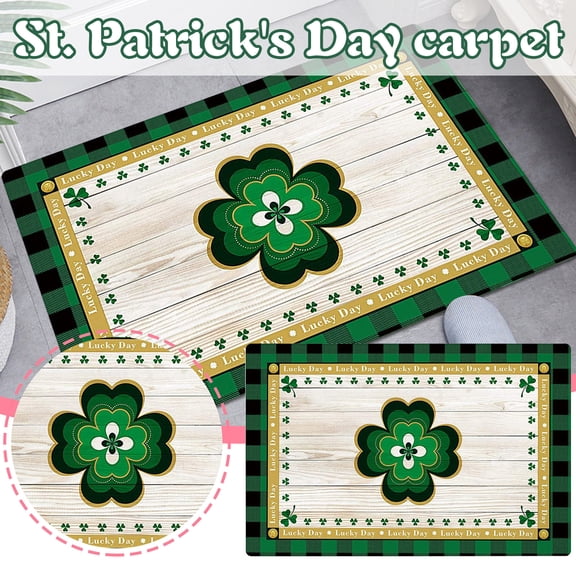 St. Patrick's Day Welcome Doormat for Indoor Outdoor, Bathroom Kitchen Living Room Decorative Rug, 40x60cm Festive Home Floor Carpet